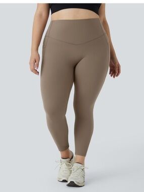 NWT Halara UltraSculpt High Rise Tummy Control Pocket Leggings Taupe Large